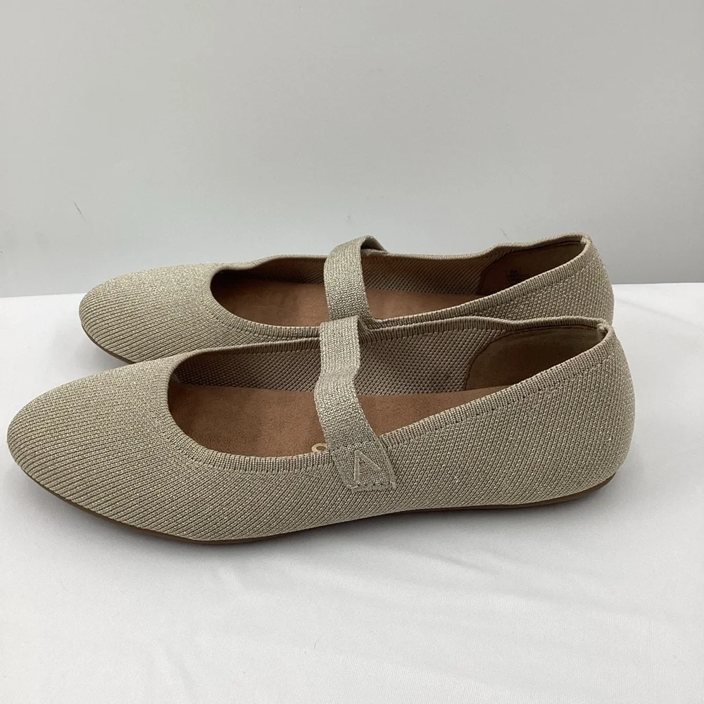 AEROSOLES Beige Knit Mary Jane Flats